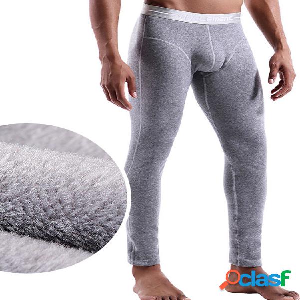 Homens Plus Veludo Engrossar Cuecas Térmicas Patchwork