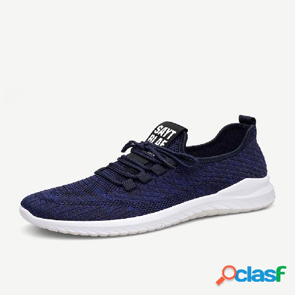 Homens Pure Color Malha Tecido Esporte Casual Sport Shoes