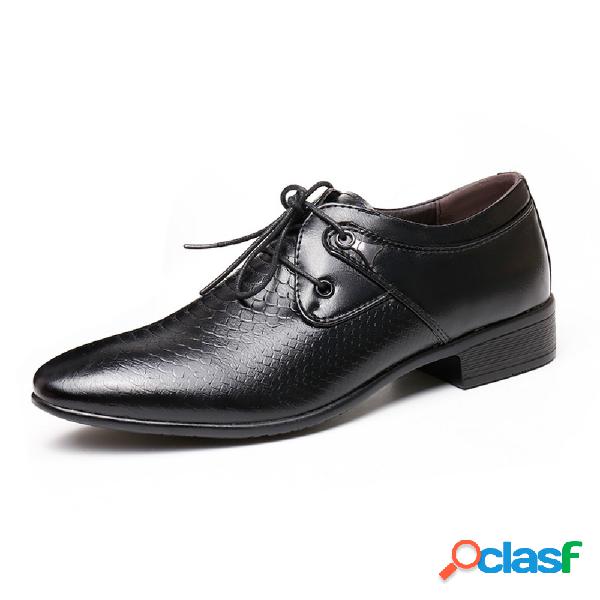 Homens Serpentina Padrão Comfy Lace Up Business Sapatos