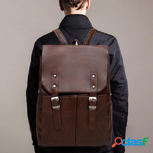 Homens Sólidos Casual Multifuncional Laptop Flap Backpack
