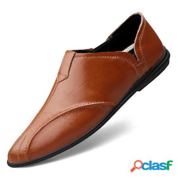 Homens couro de vaca antiderrapante Soft sapatos únicos