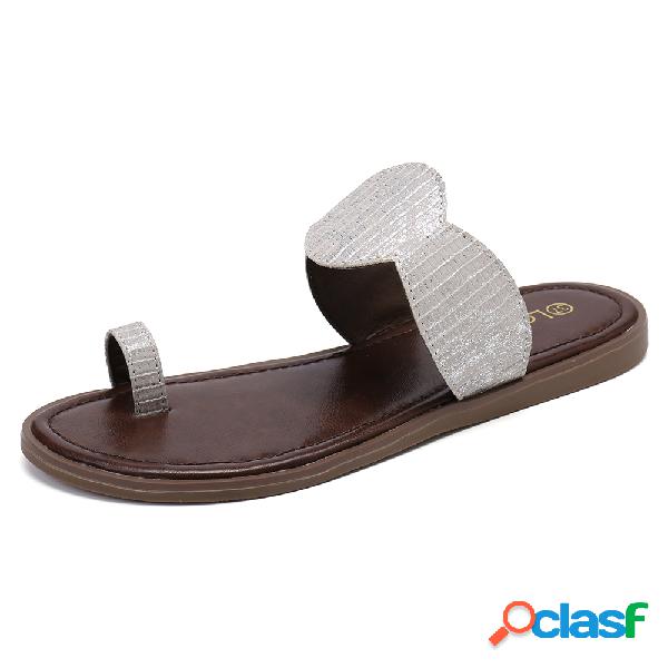 LOSTISY Clip Toe Scalloped Detail Confortável Casual Praia