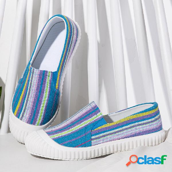 LOSTISY Rainbow Stripe Soft Sole Skate Shoes Preguiçoso