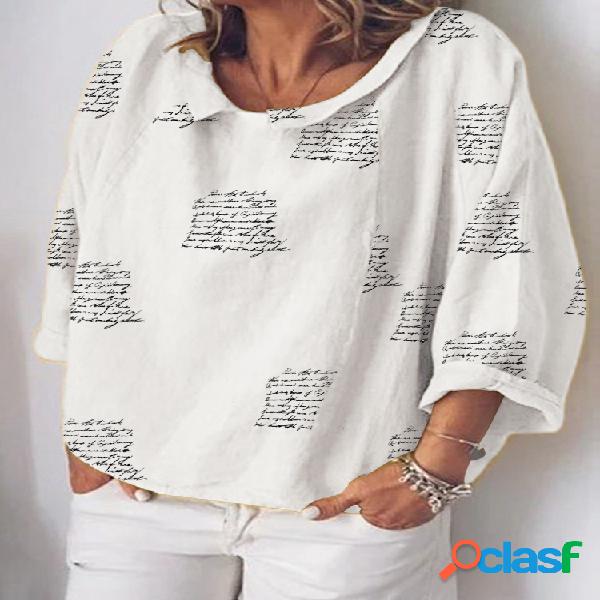 Letras impressas gola alta manga comprida blusa para
