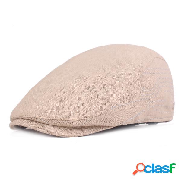 Linha de algodão Stripe Beret ajustável cor sólida Golf
