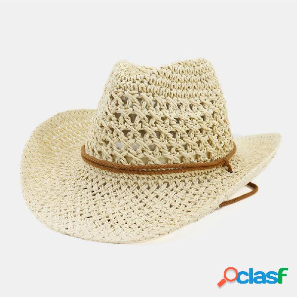 Men & Women Western Cowboy Palha artesanal Chapéu Ao ar