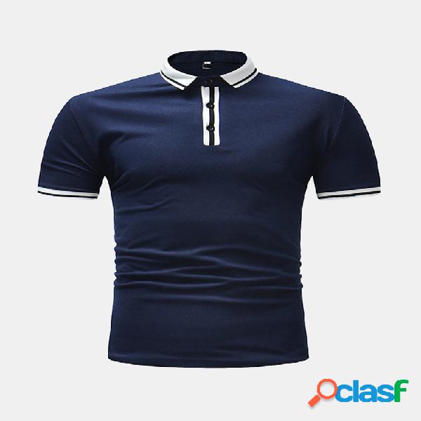 Mens Business Casual Tops Turn-down Collar Regular Fit Solid
