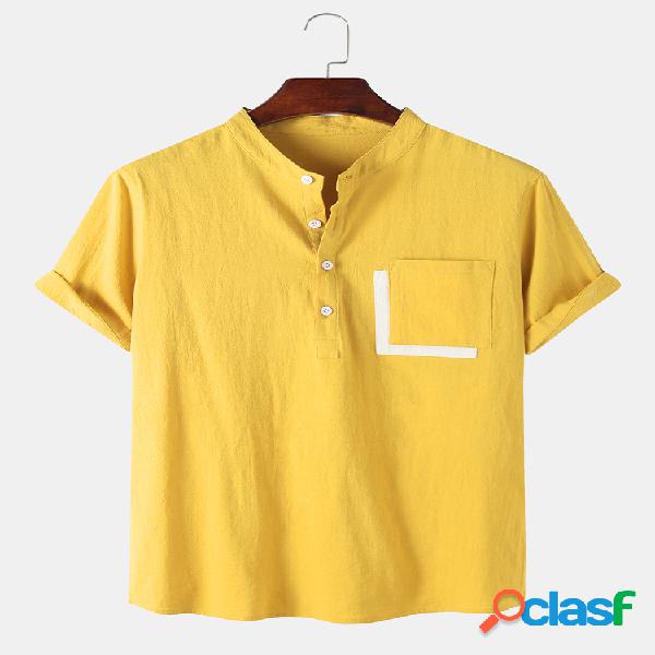 Mens Designer bolso cor sólida 100% algodão Casual
