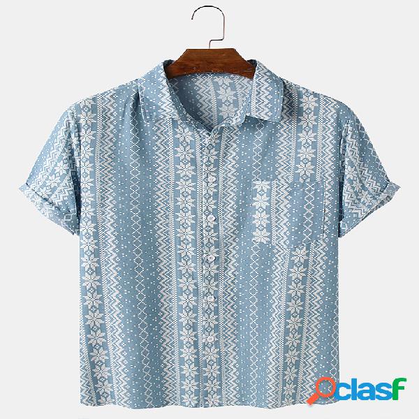 Mens Estilo étnico Floral Imprimir respirável Loose Casual