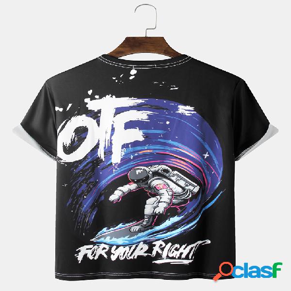 Mens Surfing Astronaut Print Light Casual em torno do