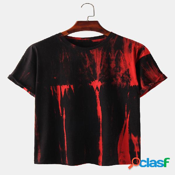 Mens Tie Dye Print Casual T-shirt finas respiráveis com