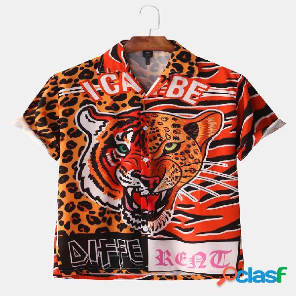 Mens Tiger & Leopard Printed & Zebra Patchwork listrado de