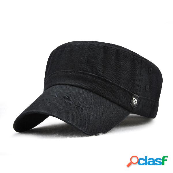 Mens Vintage algodão cor sólida Cap plana esporte ao ar