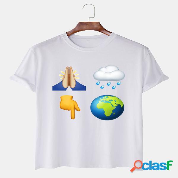 Mens Weather Printed Round Neck Casual T-shirts de manga