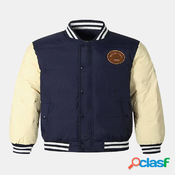 Mens engrossar patchwork contraste cor listra colar jaquetas