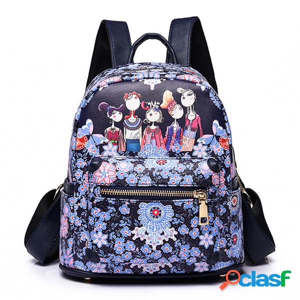 Mulheres Bohemian Forest Series Floral Print Backpack 2