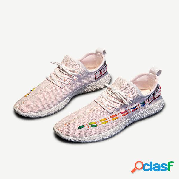 Mulheres Esportes Malha De Malha Lace Up Casual Sapatilhas