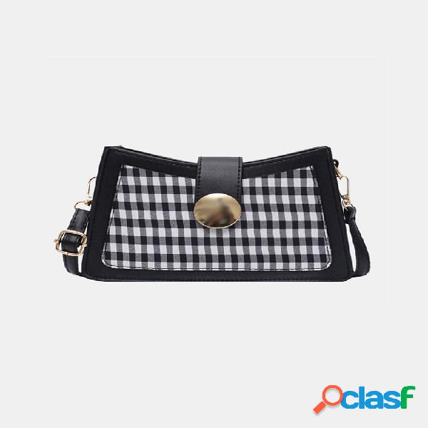 Mulheres INS estilo PU xadrez Crossbody Bolsa ombro Bolsa