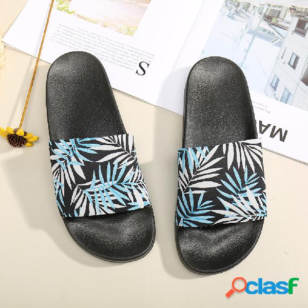 Mulheres Maple Folha Padrão Soft Sofás Flats Chinelos