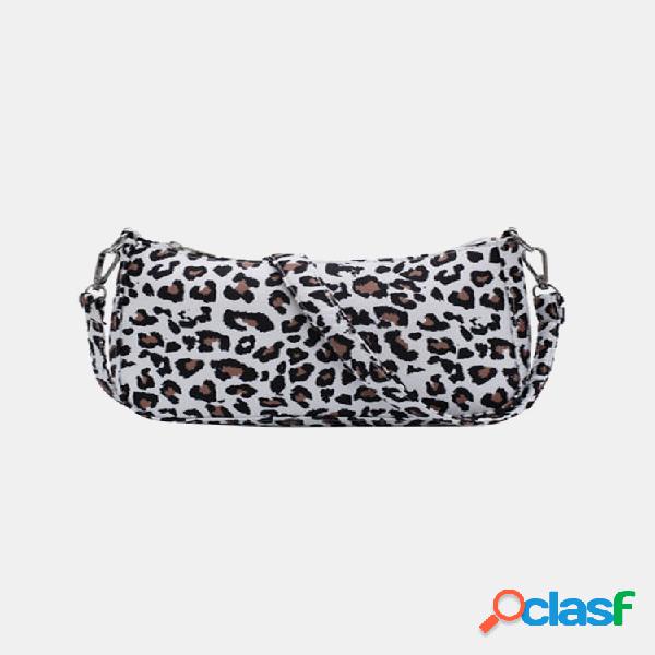 Mulheres Nylon Leopard Plaid Shoulder Bolsa Bolsa