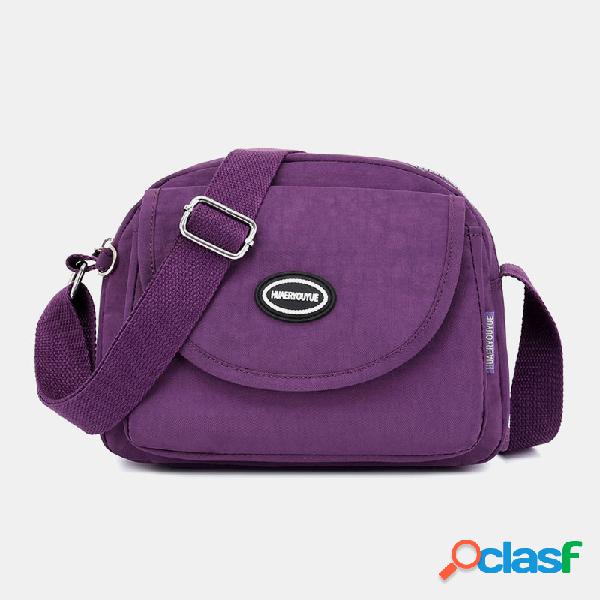 Mulheres Nylon Waterproof Multi-slot Leisure Crossbody Bolsa