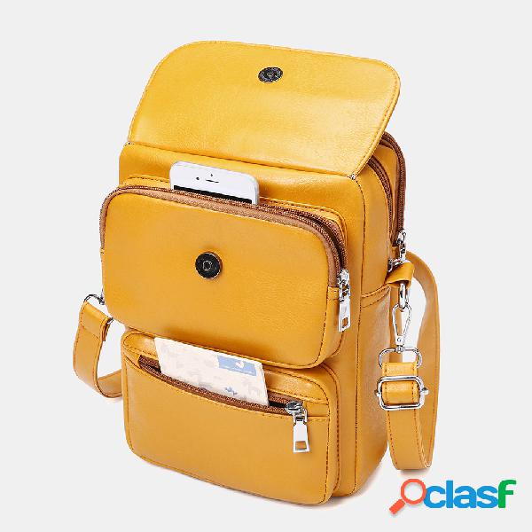 Mulheres Zipper PU Sólido Casual Crossbody Bolsa Ombro