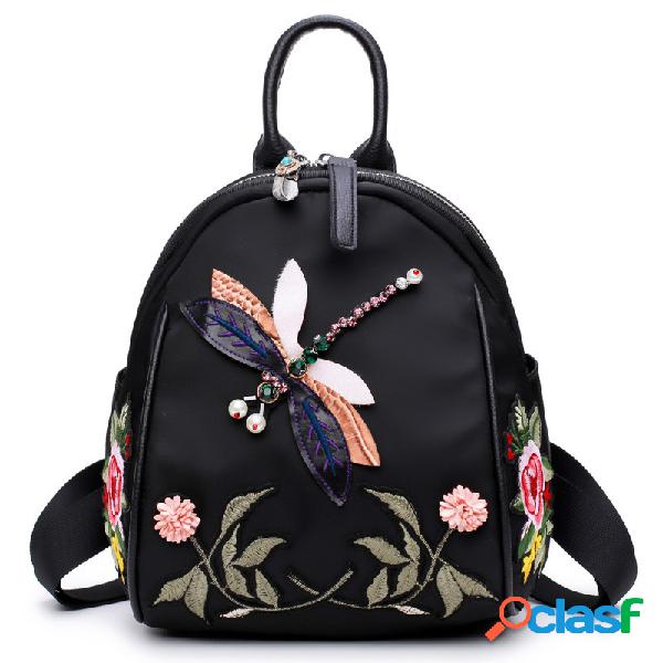 Mulheres bordados à mão strass mochila ombro Bolsa