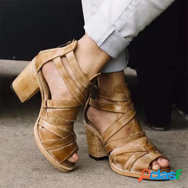 Mulheres de tamanho grande Comfy Cross Banda Zipper Chunky