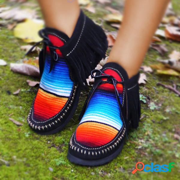 Mulheres de tamanho grande Folkways Suede Tassel Lace Up