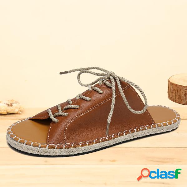 Mulheres de tamanho grande casual peep toe sandálias planas
