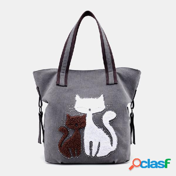 Mulheres gato Padrão lona bolsa ombro Bolsa