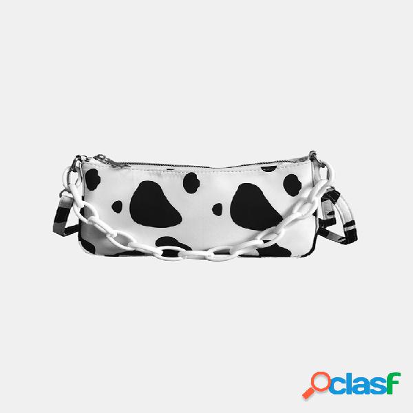Mulheres leite Padrão Crossbody Bolsa