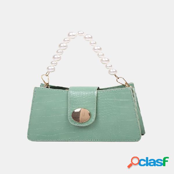 Mulheres pu pérola jacaré bolsa crossbody Bolsa