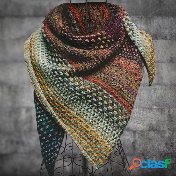 Multifarben Color Block Cotton Blend Lenços e xales para
