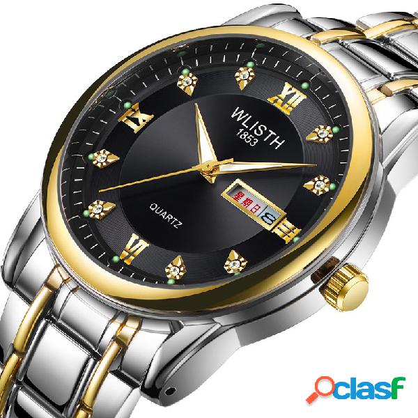 Negócios Luminous Quartz Assista Aço Inoxidável Homens