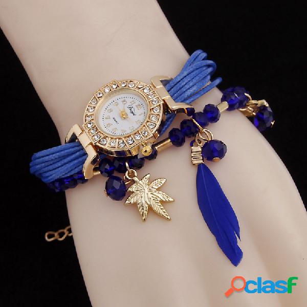 O bracelete Multilayer boêmio olha relógios de quartzo do