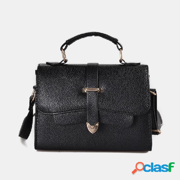Ombro de cor sólida de couro sintético para mulher Bolsa