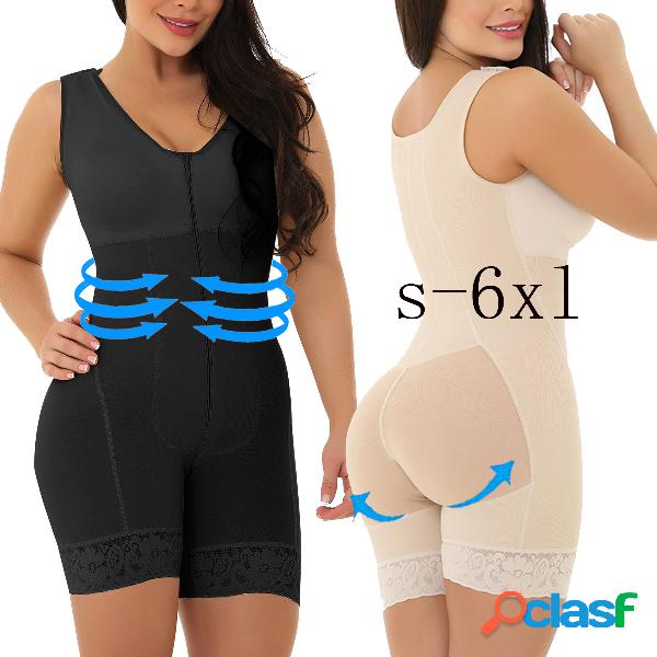 Plus Bodysuits de controle de barriga com zíper frontal