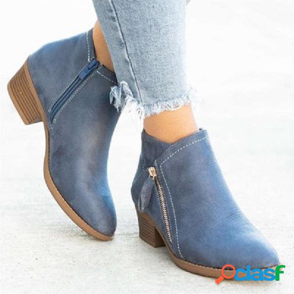 Plus Tamanho Mulheres Casual Chelsea Zipper Botas curtas com