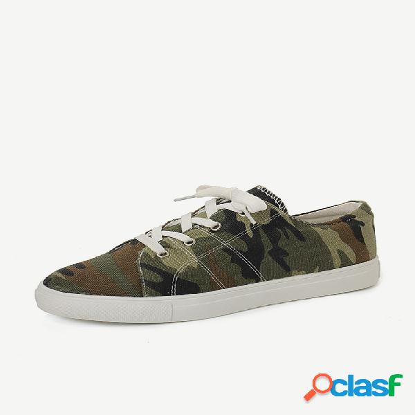 Plus Tamanho Mulheres Casual Exército Verde Canvas Lace Up