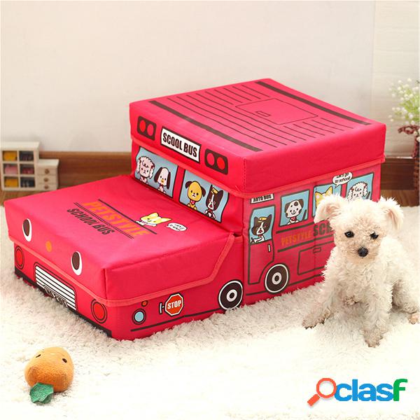 Portátil 2-Passos Cão Gato Pet Stairs Ramp Escada Couro