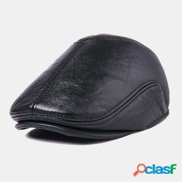 Primeira camada de couro de couro Chapéu Beret de moda