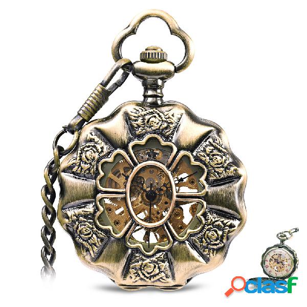 Relógio de Bolso Chique Mecânico de seis pétalas