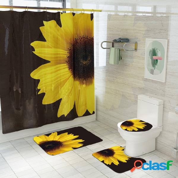 Série de flores de girassol impresso cortina de chuveiro
