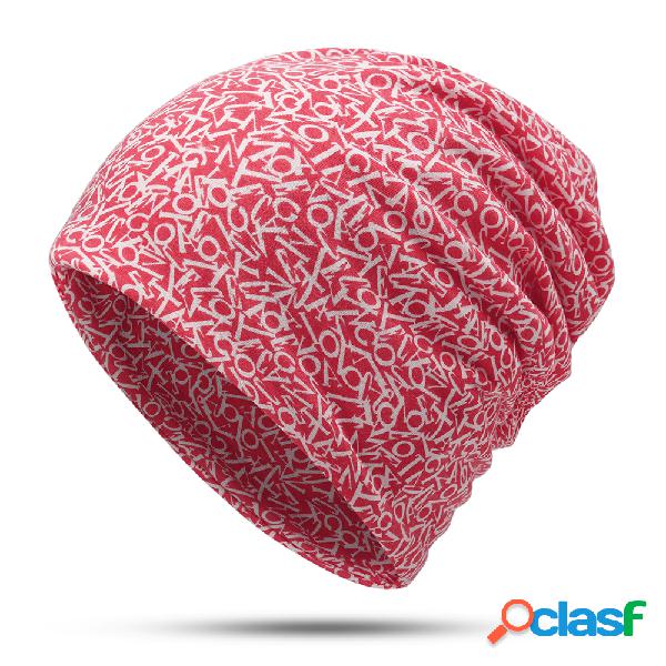 Unisex Útil Algodão Selvagem Impressão Beanie Chapéu Ao