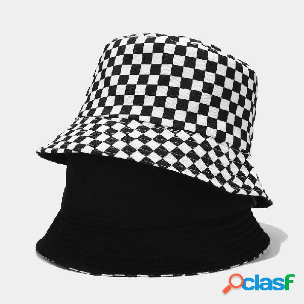 Women & Men Plaid Stripes Moda Algodão Balde Chapéu frente