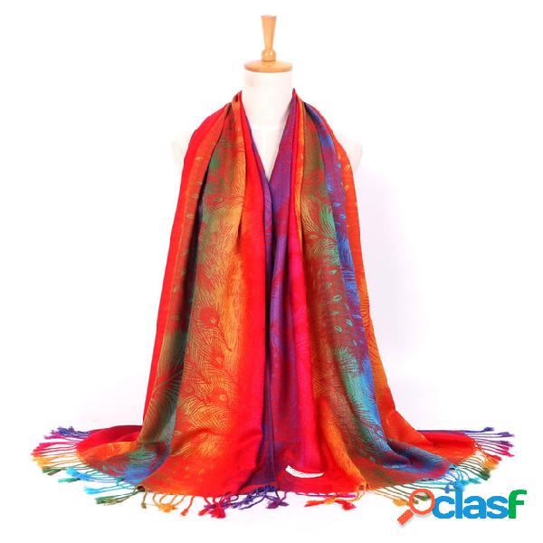 Xaile de bordado retrô Soft Wrap de xale de impressão de