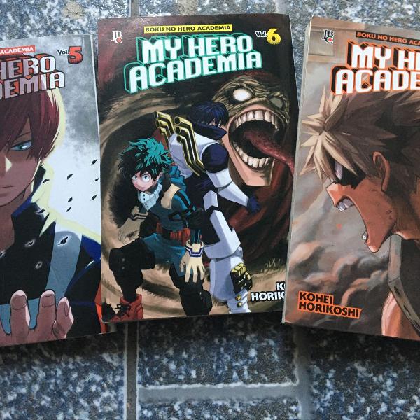 3 mangás my hero academia volumes 5, 6 e 7