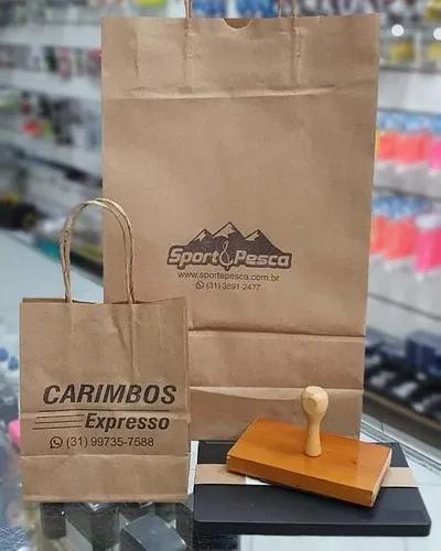 Carimbo Personalizados Para Sacolas Kraft C/ Almofada Tinta