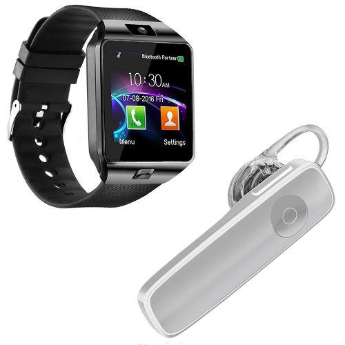 Kit 1 Rel\u00f3gio SmartWatch DZ09 Preto + 1 Fone De Ouvido